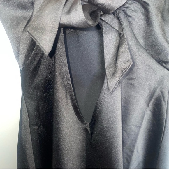Abercrombie & Fitch Black Satin Slip Mini Tie Back Dress Small - Picture 4 of 6